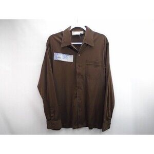 Sears Vintage 80's Sportswear Disco Life Mens Polyester Shirt Size L Brown